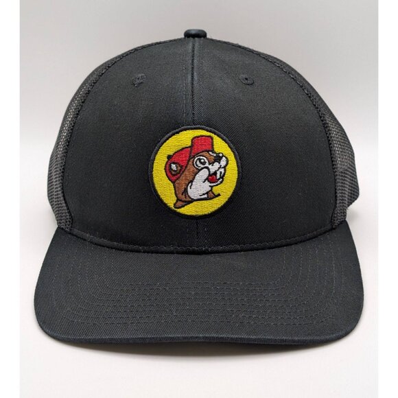 Buc-ees Buc-ee's Hat Beaver Logo Cap Black Snapback Mesh Trucker Rest Stop - Picture 2 of 5